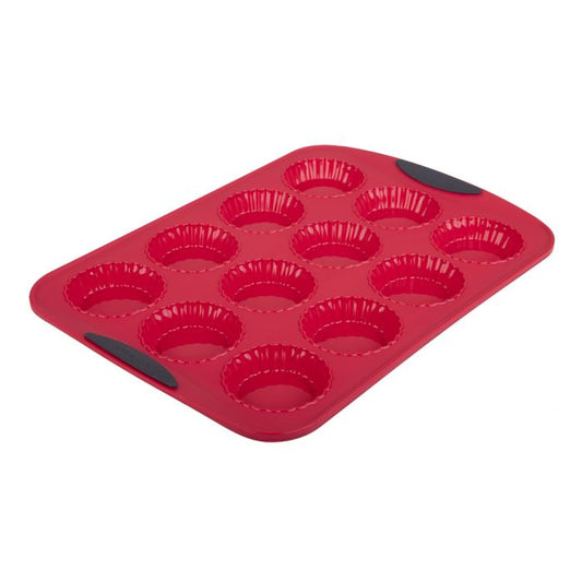 daily bake silicone 12 cup mini quiche pan - red