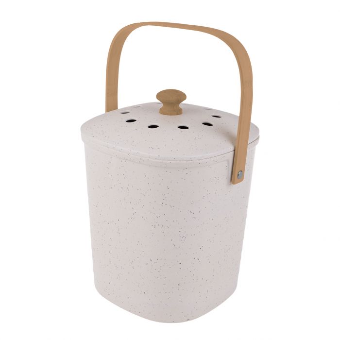 appetito square bamboo fibre compost bin 3.8l - white