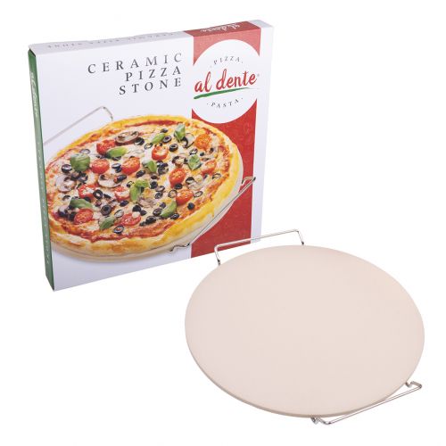 al dente ceramic pizza stone w/ rack 33cm (13") dia