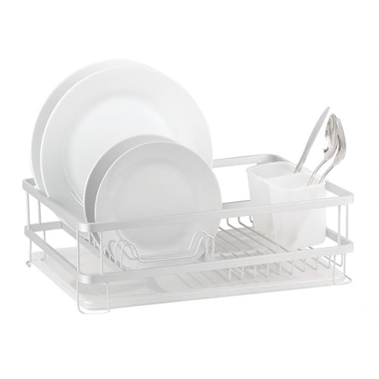 d.line aluminium dish rack w/ draining board - white