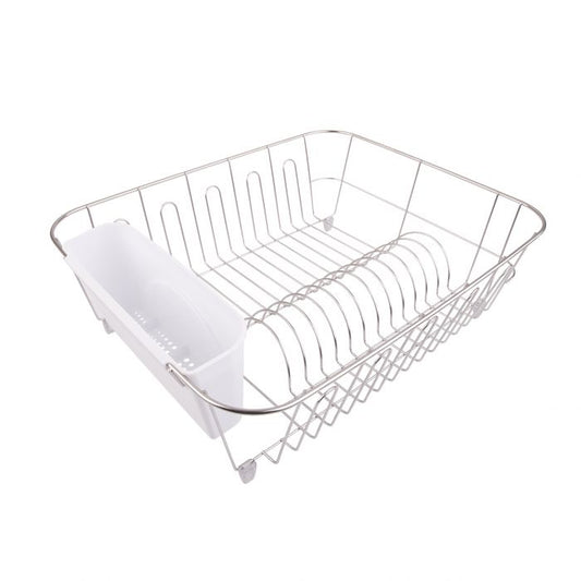 d.line large stainless steel dish drainer w/ caddy - white