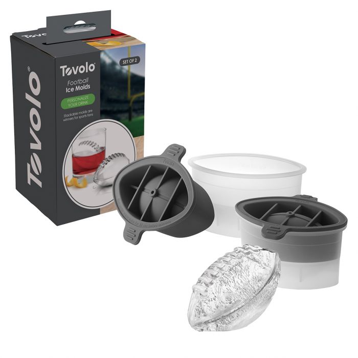 tovolo football ice mould set 2 - charcoal