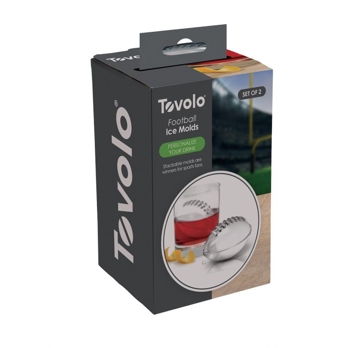 tovolo football ice mould set 2 - charcoal