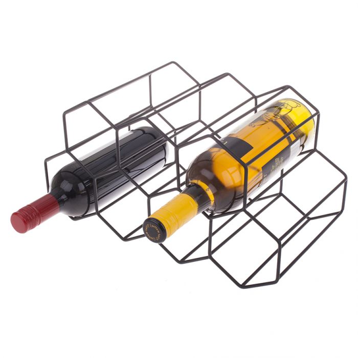 bartender hexagonal wine rack 9 bottle - black