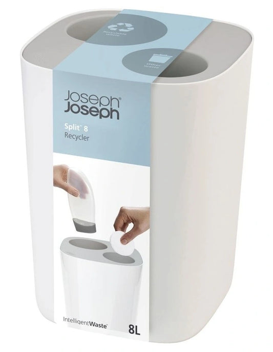 joseph joseph split bathroom waste seperation bin grey /white