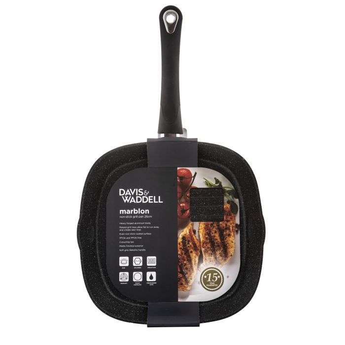 davis & waddell marblon non-stick grill pan with 2 pouring lips black