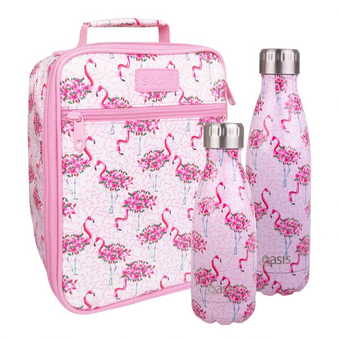 sachi "style 225" insulated junior lunch tote - flamingos