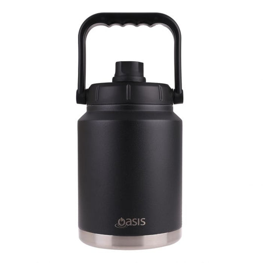 oasis stainless steel double wall insulated jug w/ carry handle 2.1l - black
