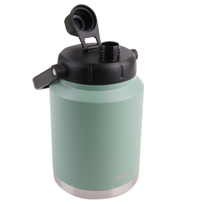oasis stainless steel double wall insulated jug w/ carry handle 2.1l - sage green