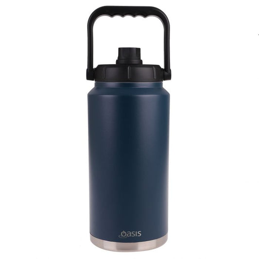 oasis stainless steel double wall insulated jug w/ carry handle 3.8l - navy
