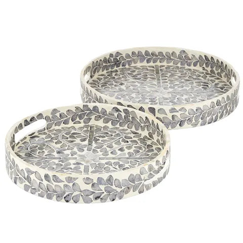 floral round inlay tray - small