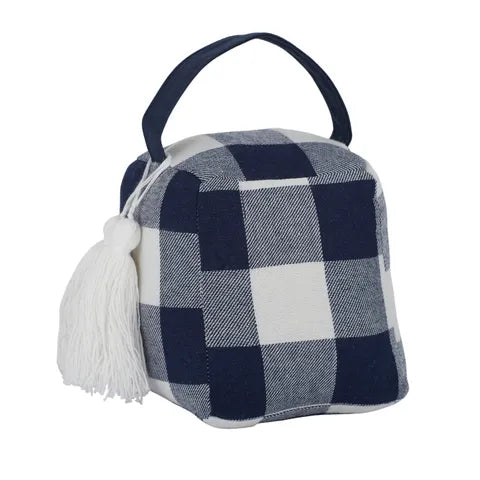 bobby gingham door stop 14x14x15cm navy#