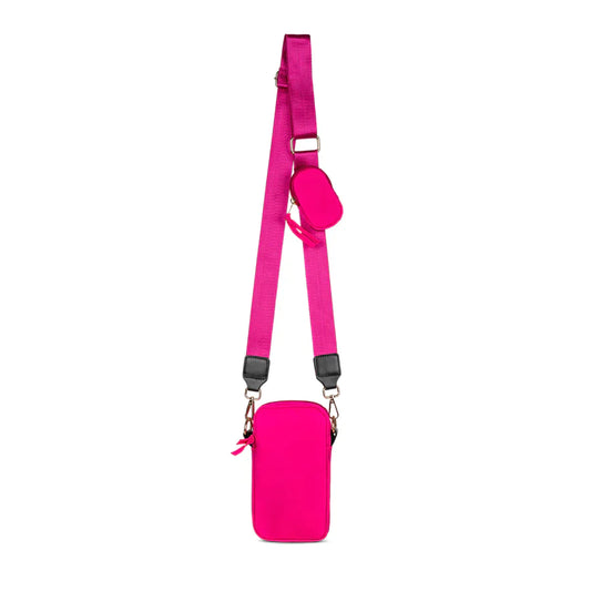 nylon mobile bag - neon pink