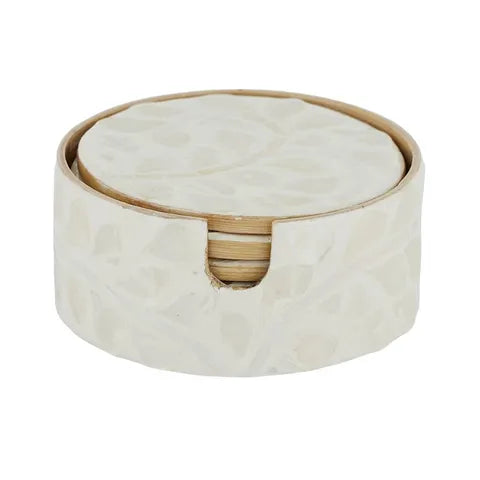 inlay coasters set of 6 - ivory