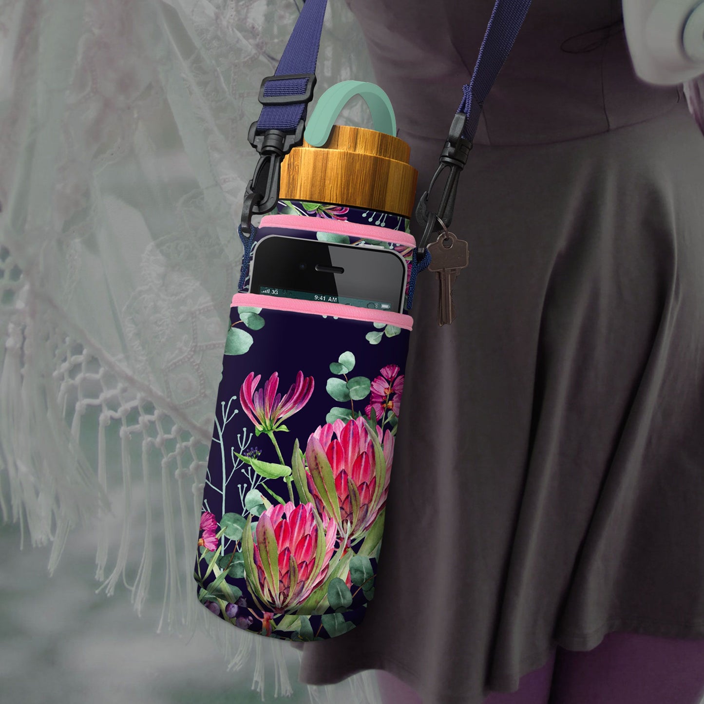 lisa pollock bottle /phone holder - blush beauty