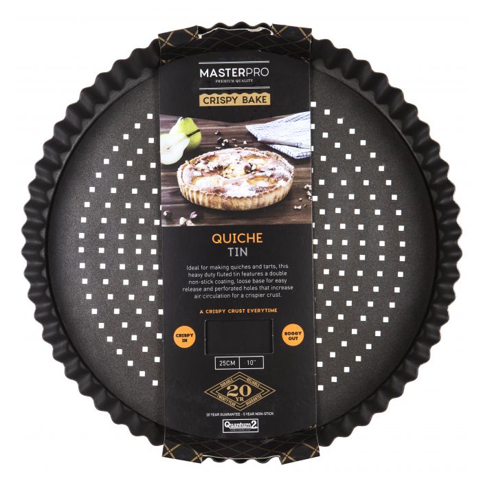 masterpro crispybake n/s loose base round flan/quiche tin black