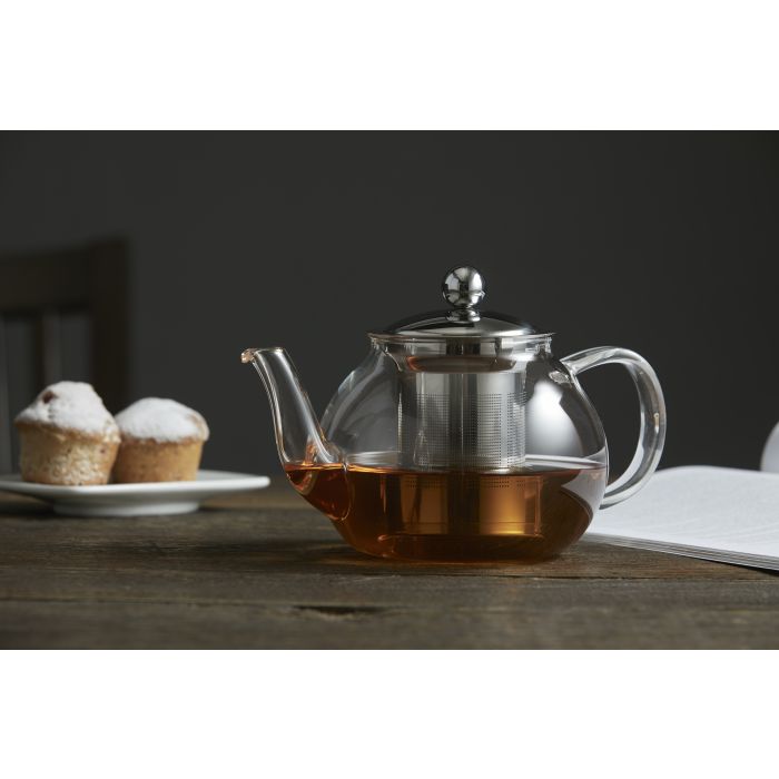 leaf & bean camellia teapot with filter clear/stainless steel