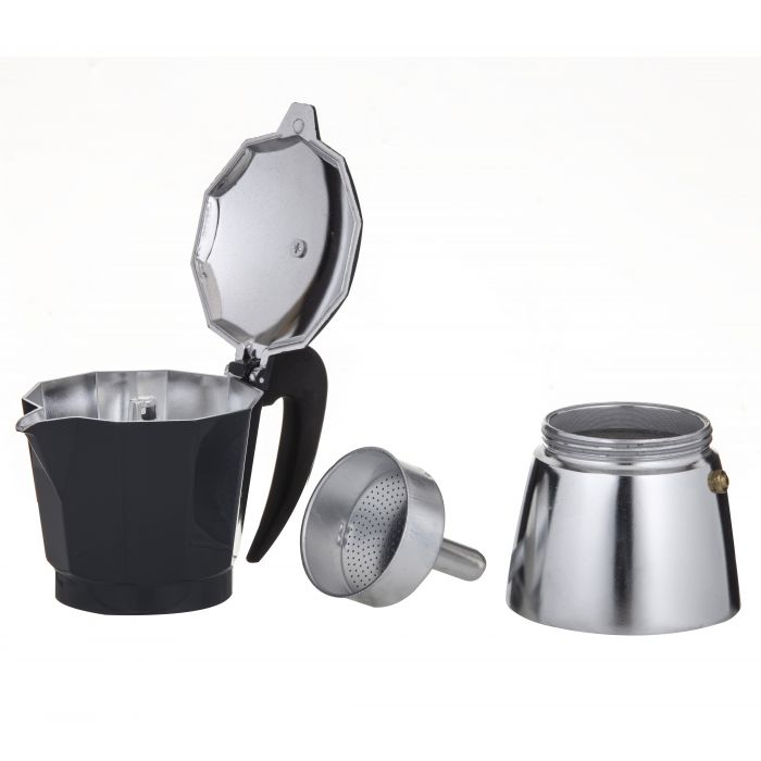 leaf & bean stove top espresso maker silver/coal /6 cup