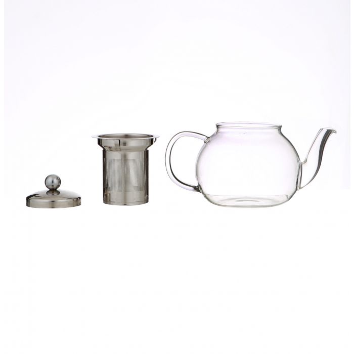 leaf & bean camellia teapot with filter clear/stainless steel