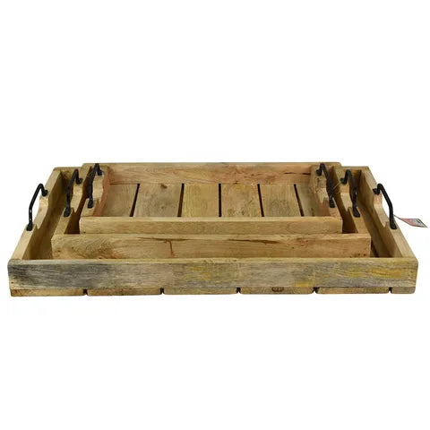 mikael wood trays with handle - medium