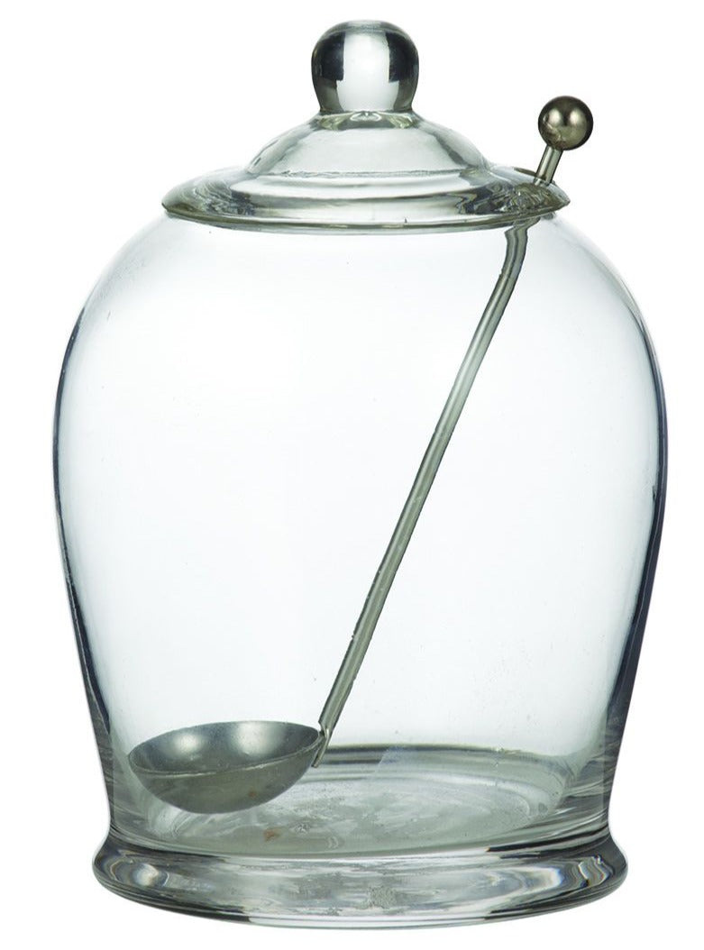 davis & waddell olive jar with spoon clear/stainless steel 10x10x15cm