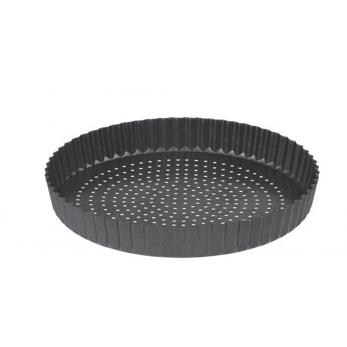 masterpro crispybake n/s loose base round flan/quiche tin black