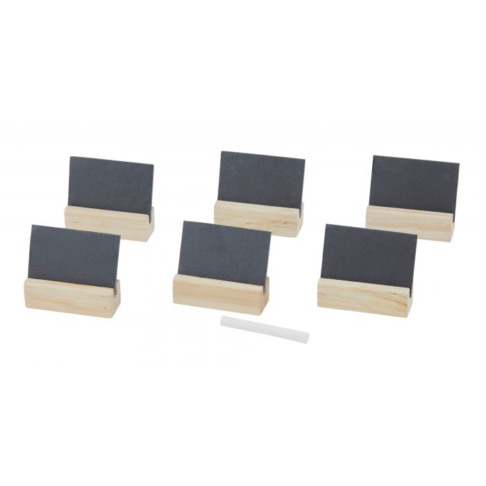 davis & waddell slate and wood name card set/7 grey/natural/white 8x7x2.5cm