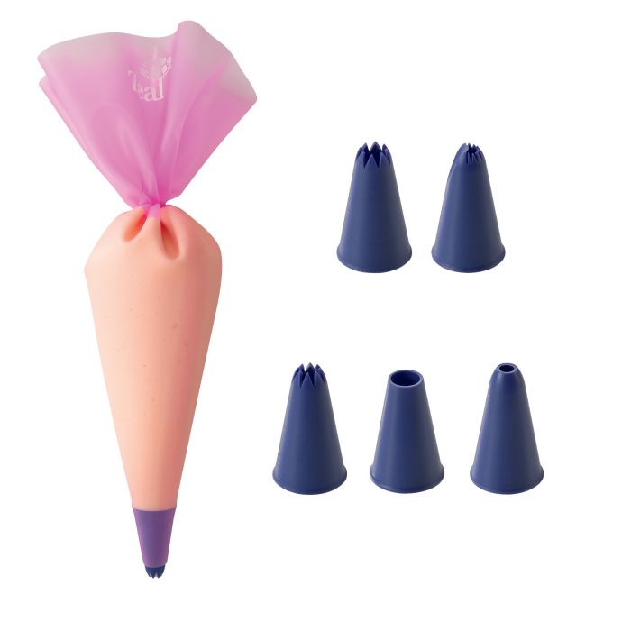 zeal silicone piping set 6pce pink/purple 39x22x0.5cm/5 nozzles