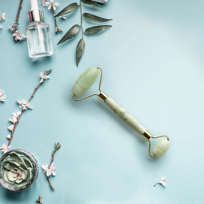 is gift facial rollers jade & rose quartz - green