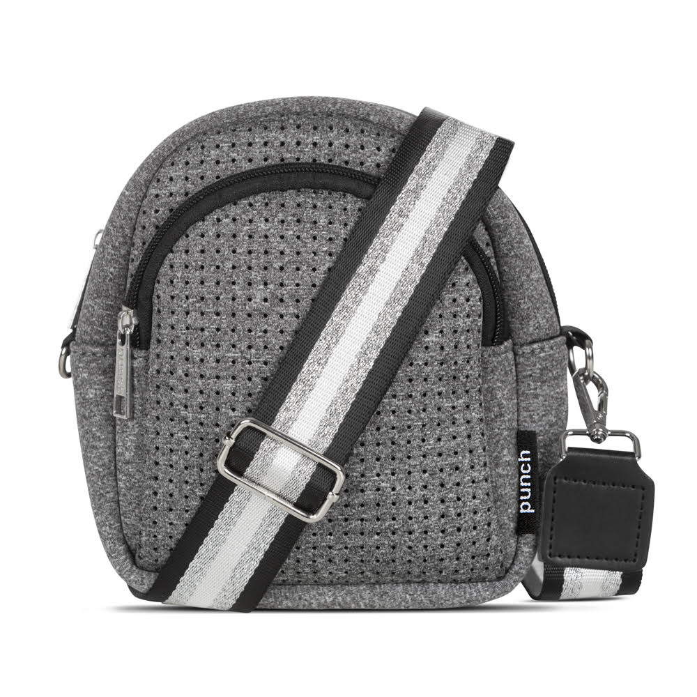 neoprene moon crossbody bag - mélange grey