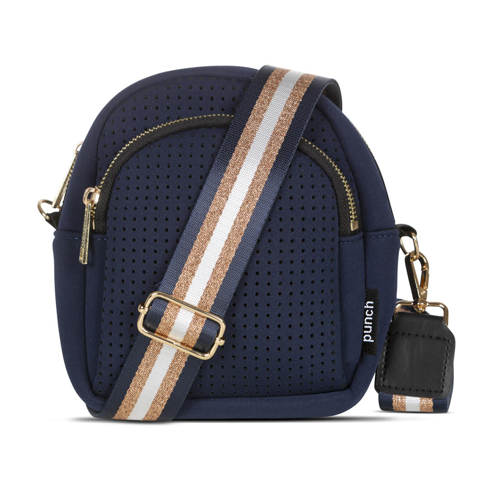 neoprene moon crossbody bag - navy