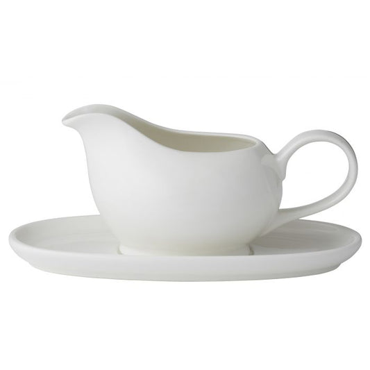 davis & waddell gravy boat & saucer white gravy boat