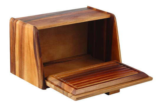davis & waddell acacia wood bread box with bread board lid natural 39x23x22cm